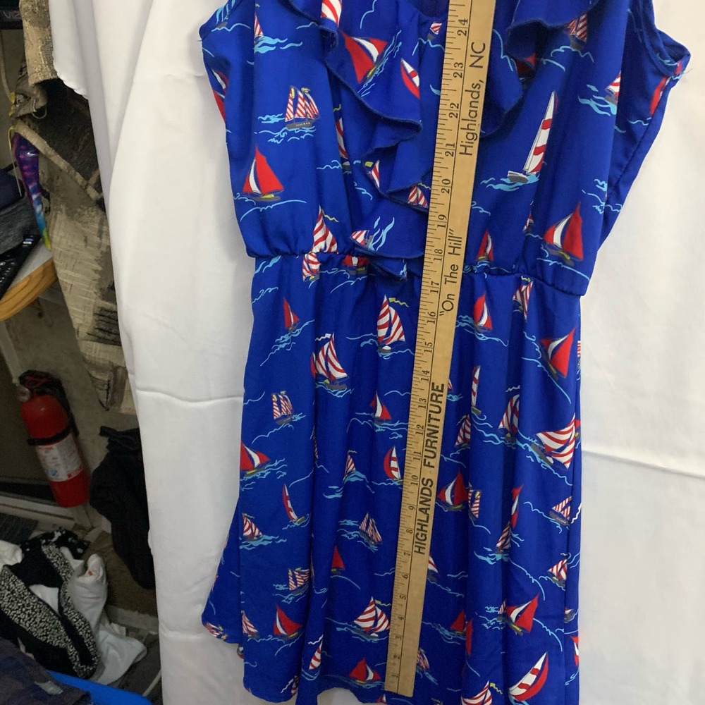 Hello Miss Sailboat Dress Ruffles and Spaghetti Straps Size S - Picture 8 of 9